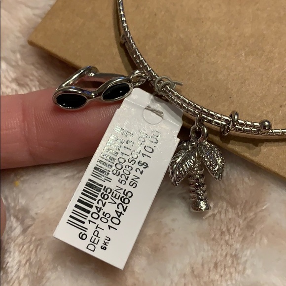 Beach bracelet w/sunglasses & palm tree NEW - Picture 3 of 4